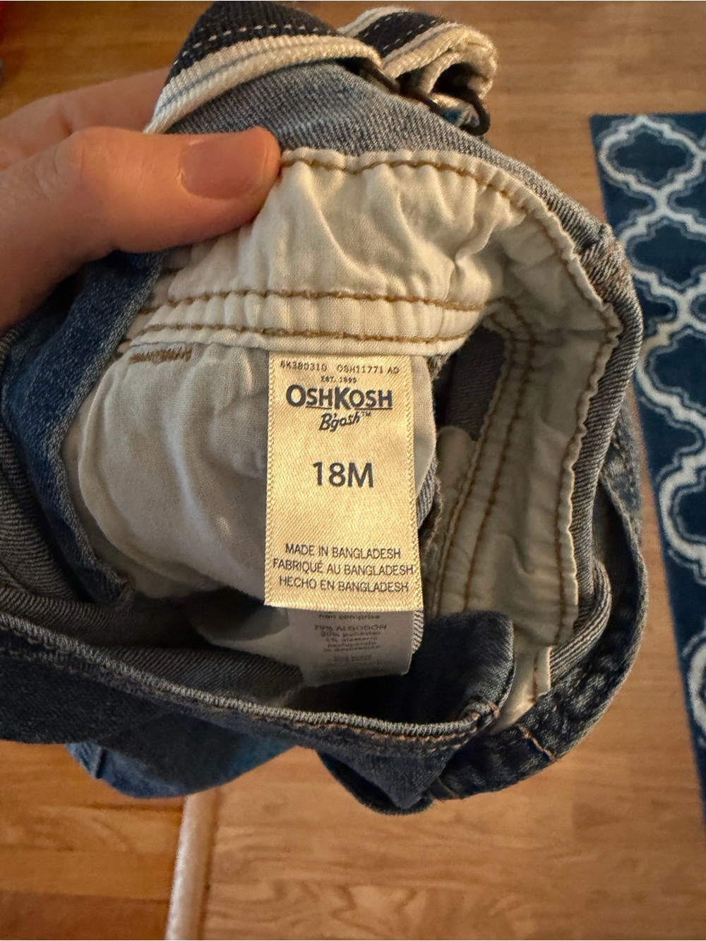 OshKosh Denim Short Overalls in Dark Blue for Kids - Picture 6 of 7